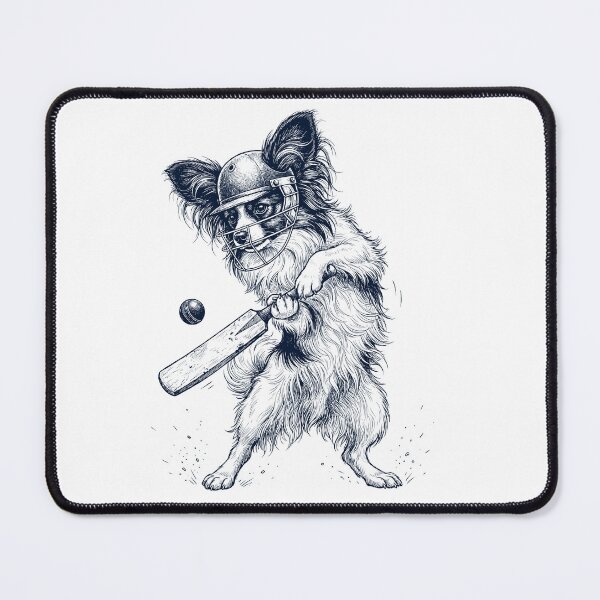 Item preview, Vintage Papillon Playing Cricket Player Dog Lover designed and sold by DoodleTortle.