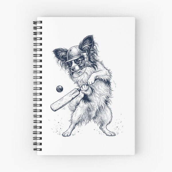Item preview, Vintage Papillon Playing Cricket Player Dog Lover designed and sold by DoodleTortle.