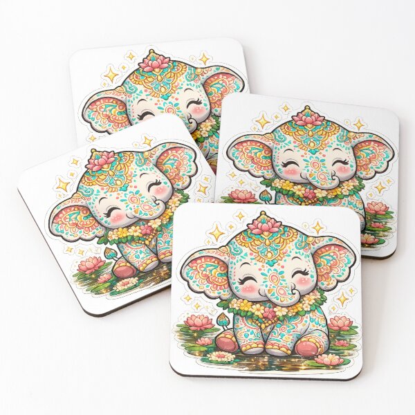 Item preview, Baby Elephant Kolam Pattern Cute Indian Sticker designed and sold by OsmosisShop.