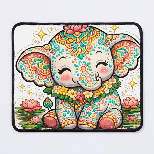 Item preview, Baby Elephant Kolam Pattern Cute Indian Sticker designed and sold by OsmosisShop.