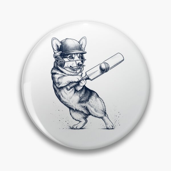 Item preview, Vintage Pembroke Welsh Corgi Playing Cricket Player Dog Lover designed and sold by DoodleTortle.