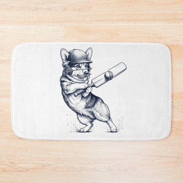 Item preview, Vintage Pembroke Welsh Corgi Playing Cricket Player Dog Lover designed and sold by DoodleTortle.