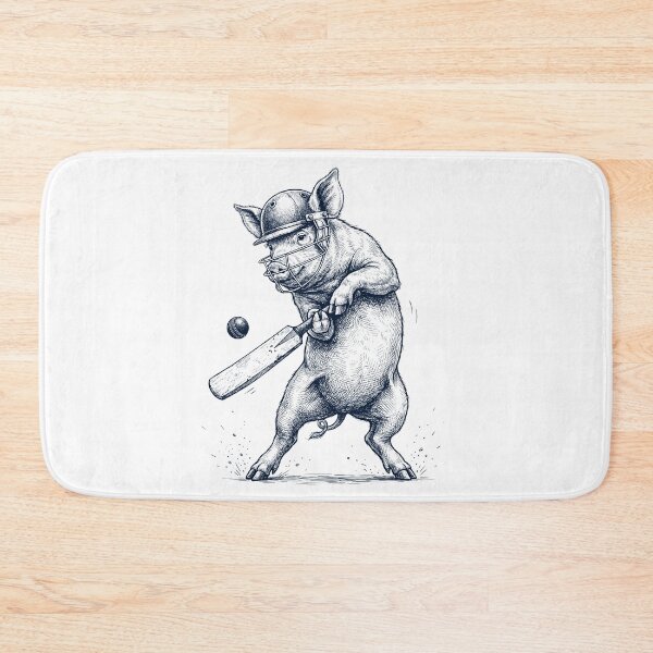 Item preview, Vintage Pig Playing Cricket Player Animal Lover designed and sold by DoodleTortle.