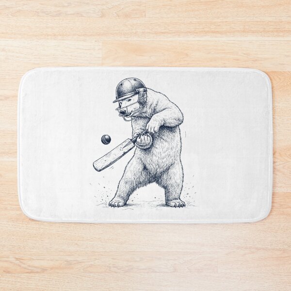 Item preview, Vintage Polar Bear Playing Cricket Player Animal Lover designed and sold by DoodleTortle.