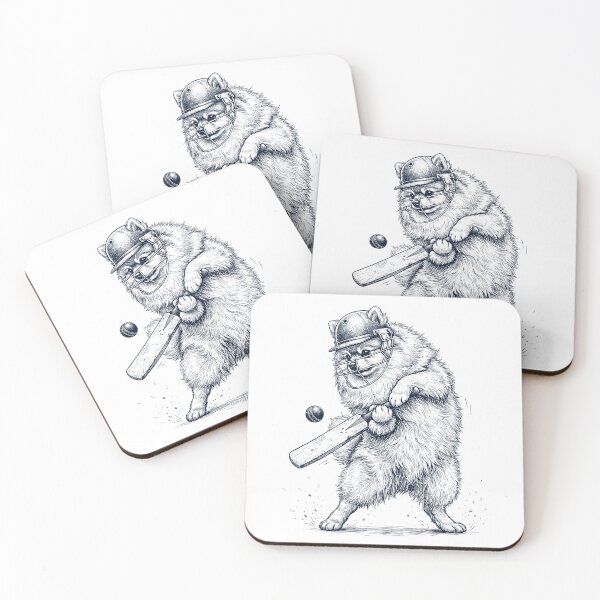 Item preview, Vintage Pomeranian Playing Cricket Player Dog Lover designed and sold by DoodleTortle.