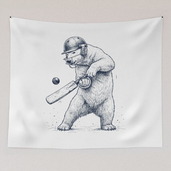 Item preview, Vintage Polar Bear Playing Cricket Player Animal Lover designed and sold by DoodleTortle.