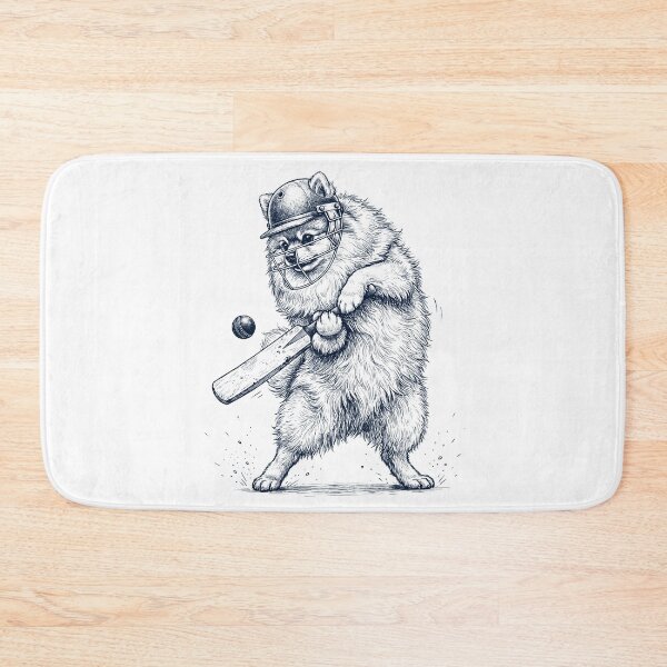 Item preview, Vintage Pomeranian Playing Cricket Player Dog Lover designed and sold by DoodleTortle.