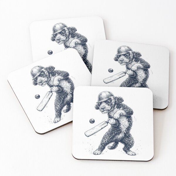 Item preview, Vintage Portuguese Water Dog Playing Cricket Player Dog Lover designed and sold by DoodleTortle.