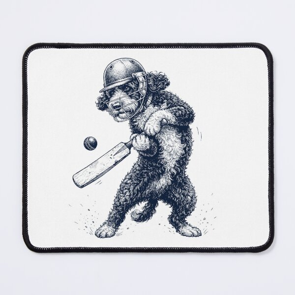 Item preview, Vintage Portuguese Water Dog Playing Cricket Player Dog Lover designed and sold by DoodleTortle.