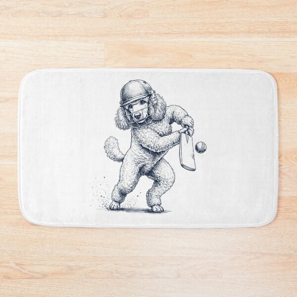 Item preview, Vintage Poodle Playing Cricket Player Dog Lover designed and sold by DoodleTortle.