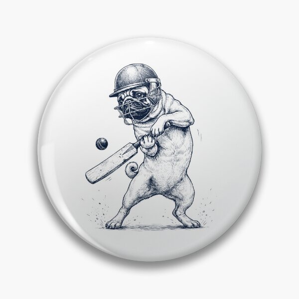 Item preview, Vintage Pug Playing Cricket Player Dog Lover designed and sold by DoodleTortle.