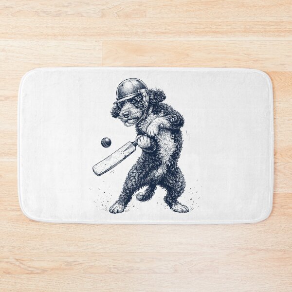 Item preview, Vintage Portuguese Water Dog Playing Cricket Player Dog Lover designed and sold by DoodleTortle.