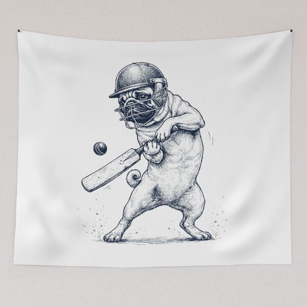 Item preview, Vintage Pug Playing Cricket Player Dog Lover designed and sold by DoodleTortle.