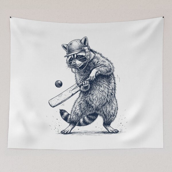 Item preview, Vintage Raccoon Playing Cricket Player Animal Lover designed and sold by DoodleTortle.