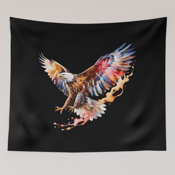 Item preview, Flying Bald Eagle Watercolor Patriotic Art American Freedom Symbol Design designed and sold by ArcticFoxStudio.