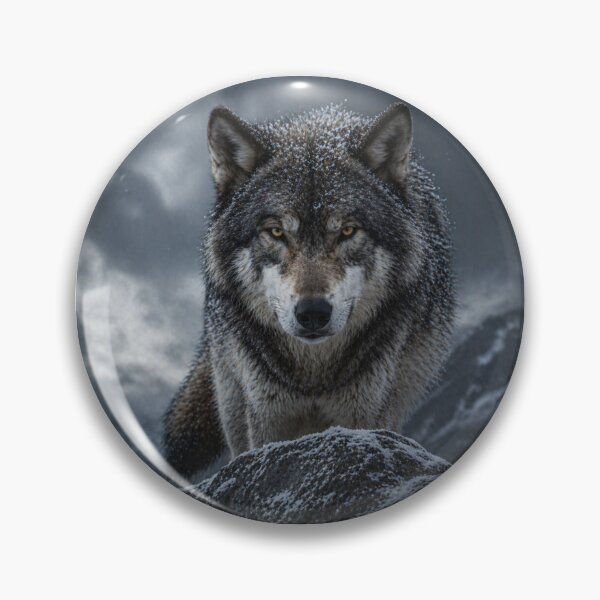 Item preview, Alpha Wolf in Snow – Dark Majestic Wilderness Animal Portrait designed and sold by Inkmatic Studio.