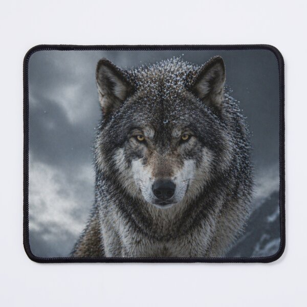 Item preview, Alpha Wolf in Snow – Dark Majestic Wilderness Animal Portrait designed and sold by Inkmatic Studio.