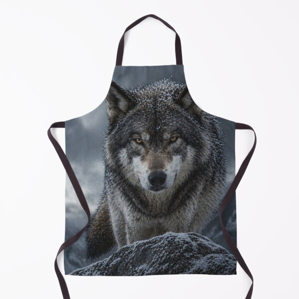 Item preview, Alpha Wolf in Snow – Dark Majestic Wilderness Animal Portrait designed and sold by Inkmatic Studio.