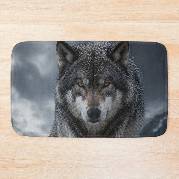 Item preview, Alpha Wolf in Snow – Dark Majestic Wilderness Animal Portrait designed and sold by Inkmatic Studio.