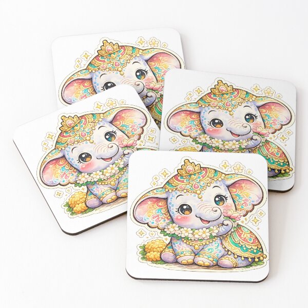 Item preview, Baby Elephant Raja Temple Festival Cute Sticker designed and sold by OsmosisShop.