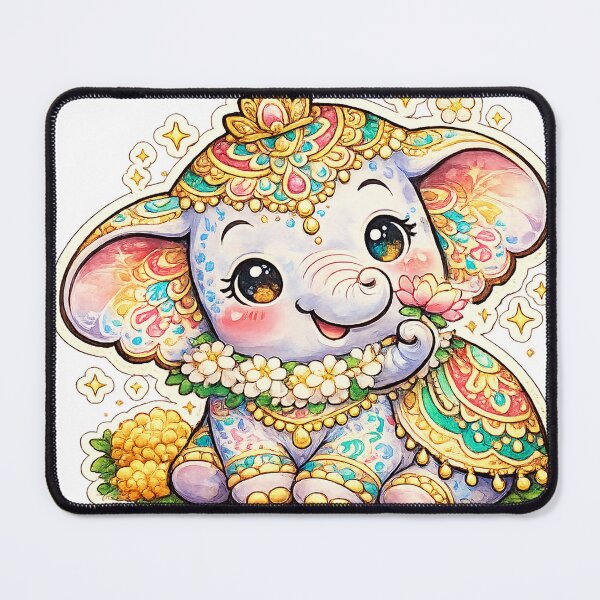 Item preview, Baby Elephant Raja Temple Festival Cute Sticker designed and sold by OsmosisShop.