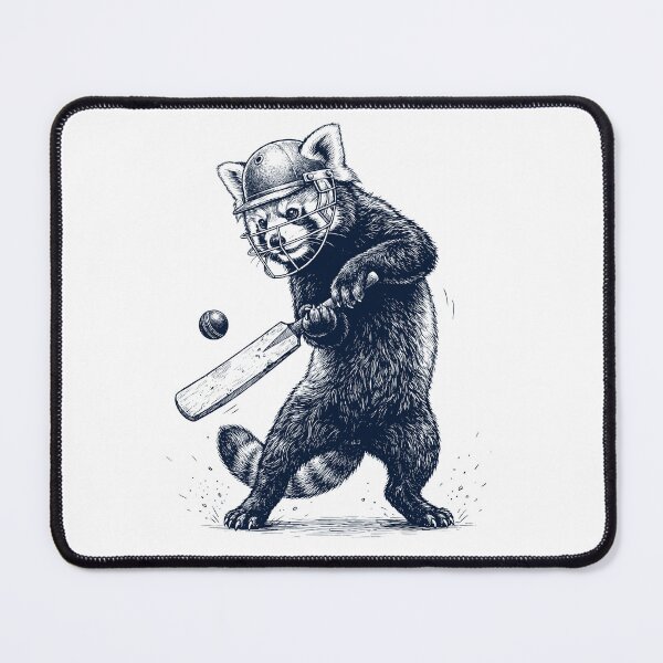 Item preview, Vintage Red Panda Playing Cricket Player Animal Lover designed and sold by DoodleTortle.
