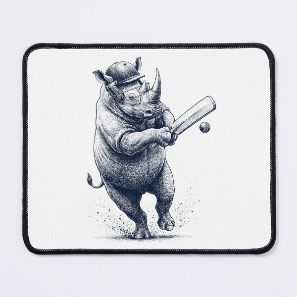 Item preview, Vintage Rhino Playing Cricket Player Animal Lover designed and sold by DoodleTortle.