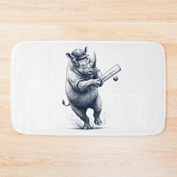 Item preview, Vintage Rhino Playing Cricket Player Animal Lover designed and sold by DoodleTortle.