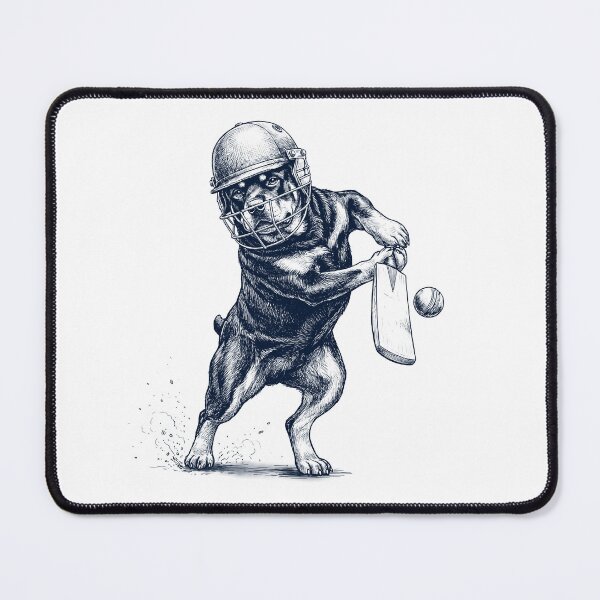 Item preview, Vintage Rottweiler Playing Cricket Player Dog Lover designed and sold by DoodleTortle.
