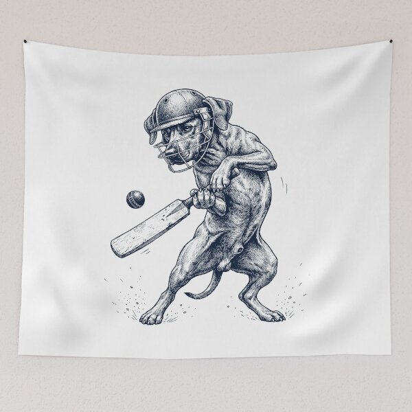 Item preview, Vintage Rhodesian Ridgeback Playing Cricket Player Dog Lover designed and sold by DoodleTortle.