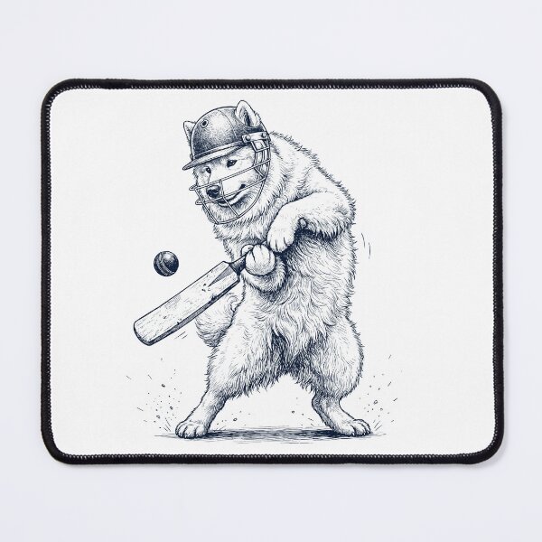 Item preview, Vintage Samoyed Playing Cricket Player Dog Lover designed and sold by DoodleTortle.
