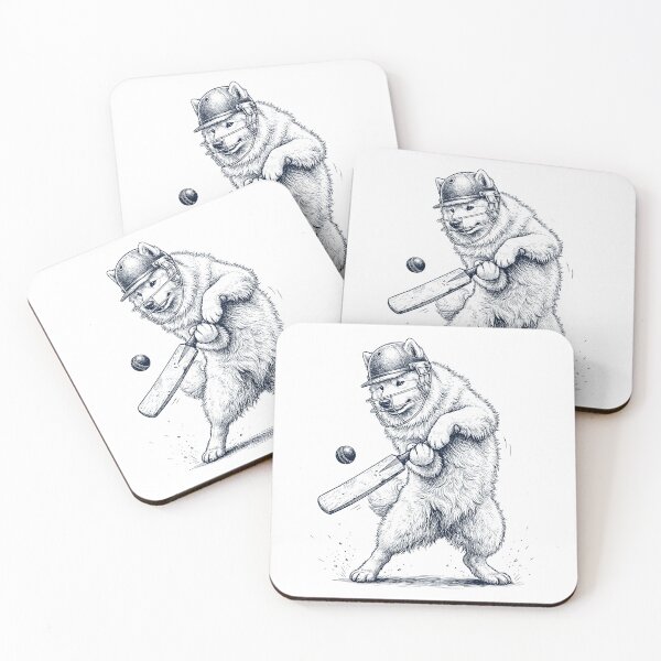 Item preview, Vintage Samoyed Playing Cricket Player Dog Lover designed and sold by DoodleTortle.