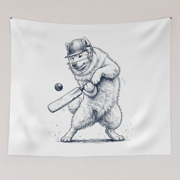 Item preview, Vintage Samoyed Playing Cricket Player Dog Lover designed and sold by DoodleTortle.