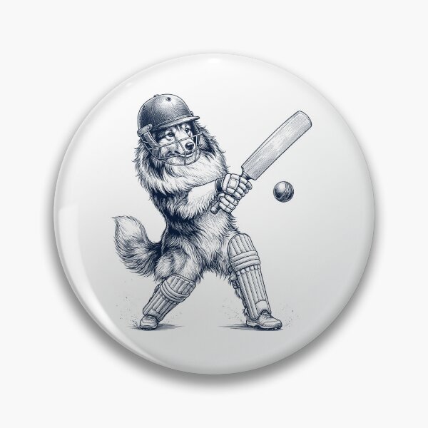 Item preview, Vintage Shetland Sheepdog Playing Cricket Player Dog Lover designed and sold by DoodleTortle.