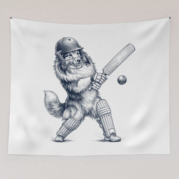 Item preview, Vintage Shetland Sheepdog Playing Cricket Player Dog Lover designed and sold by DoodleTortle.