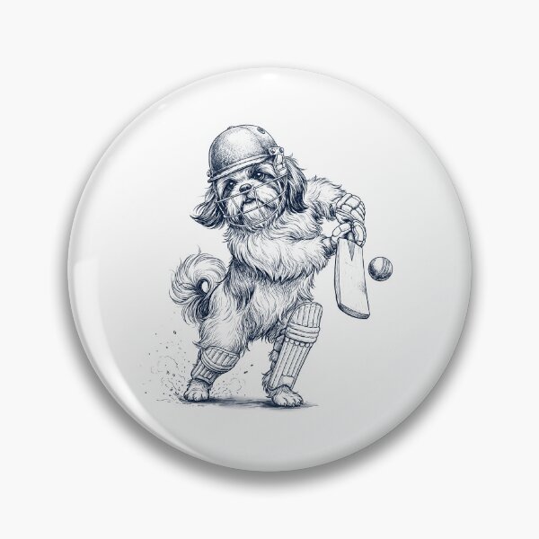 Item preview, Vintage Shih Tzu Playing Cricket Player Dog Lover designed and sold by DoodleTortle.