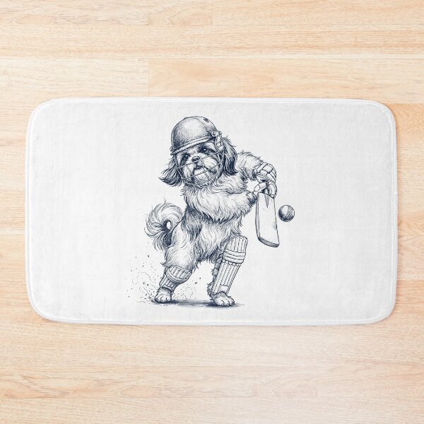 Item preview, Vintage Shih Tzu Playing Cricket Player Dog Lover designed and sold by DoodleTortle.