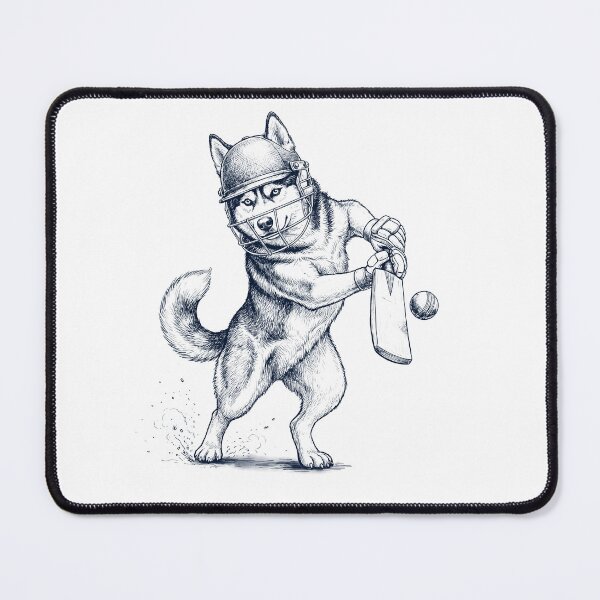 Item preview, Vintage Siberian Husky Playing Cricket Player Dog Lover designed and sold by DoodleTortle.