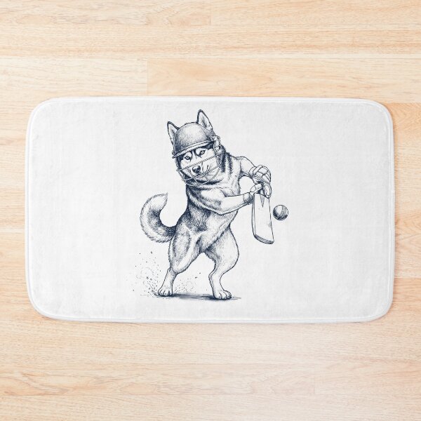 Item preview, Vintage Siberian Husky Playing Cricket Player Dog Lover designed and sold by DoodleTortle.