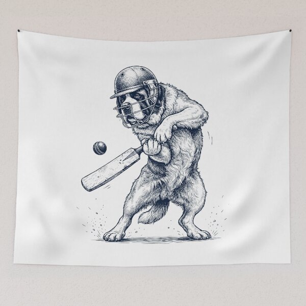 Item preview, Vintage Saint Bernard Playing Cricket Player Dog Lover designed and sold by DoodleTortle.
