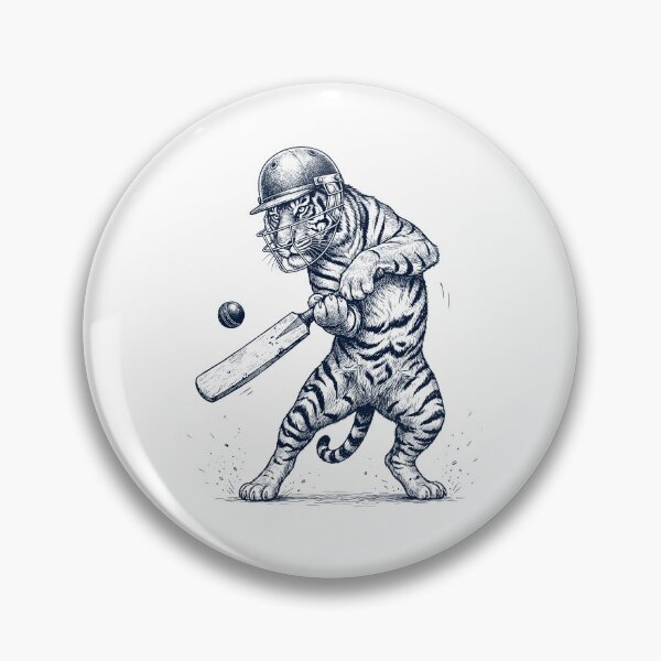 Item preview, Vintage Tiger Playing Cricket Player Animal Lover designed and sold by DoodleTortle.