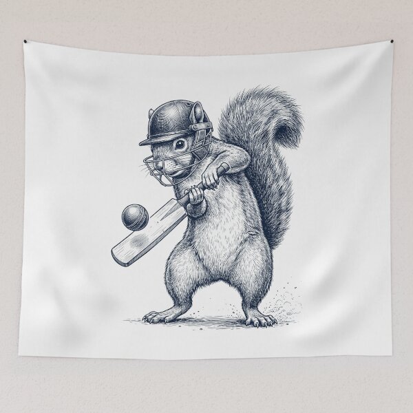 Item preview, Vintage Squirrel Playing Cricket Player Animal Lover designed and sold by DoodleTortle.