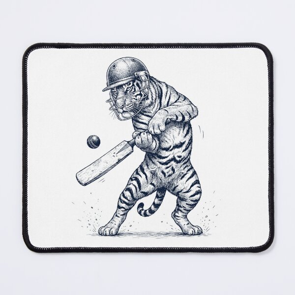 Item preview, Vintage Tiger Playing Cricket Player Animal Lover designed and sold by DoodleTortle.