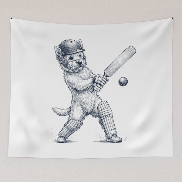 Item preview, Vintage West Highland White Terrier Playing Cricket Player Dog Lover designed and sold by DoodleTortle.