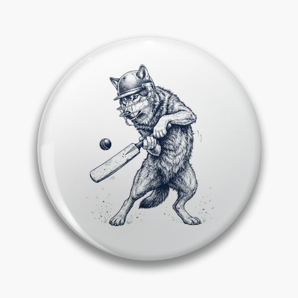 Item preview, Vintage Wolf Playing Cricket Player Animal Lover designed and sold by DoodleTortle.