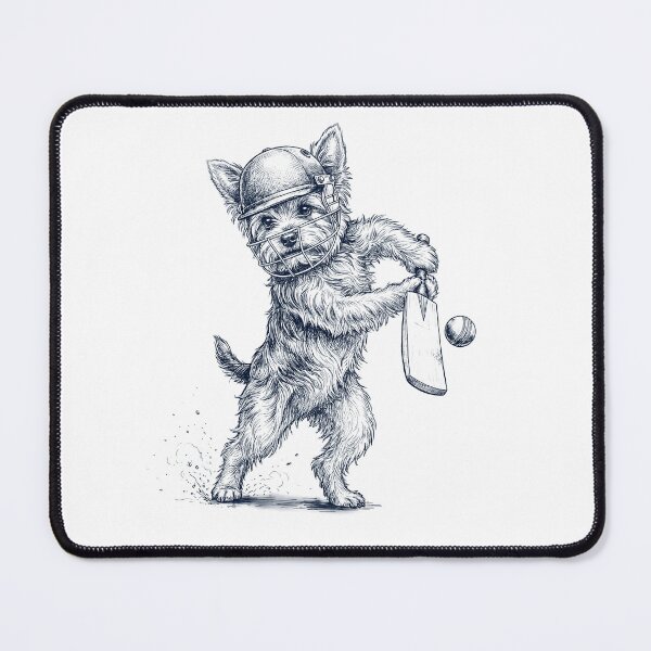 Item preview, Vintage Yorkshire Terrier Playing Cricket Player Dog Lover designed and sold by DoodleTortle.