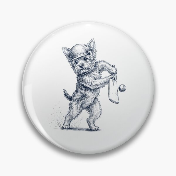 Item preview, Vintage Yorkshire Terrier Playing Cricket Player Dog Lover designed and sold by DoodleTortle.