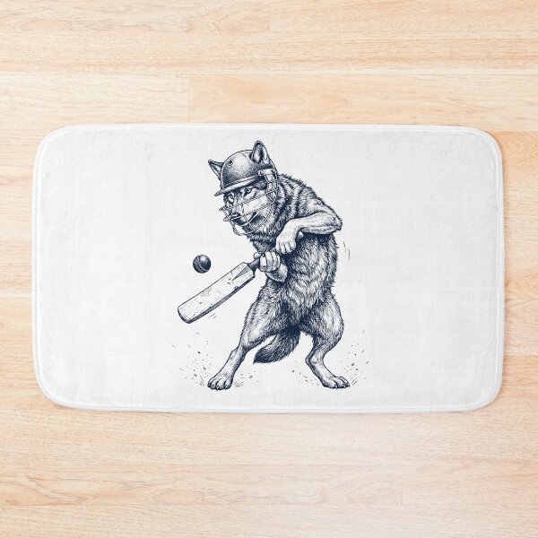 Item preview, Vintage Wolf Playing Cricket Player Animal Lover designed and sold by DoodleTortle.
