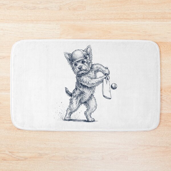 Item preview, Vintage Yorkshire Terrier Playing Cricket Player Dog Lover designed and sold by DoodleTortle.