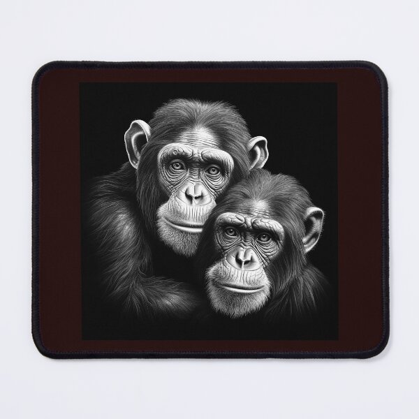 Item preview, Chimpanzee Duo Black and White Wildlife Portrait designed and sold by inkoutninja.